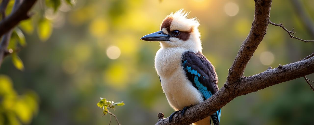 Kookaburra perched majestically in a gum tree, symbolizing Australian wildlife.